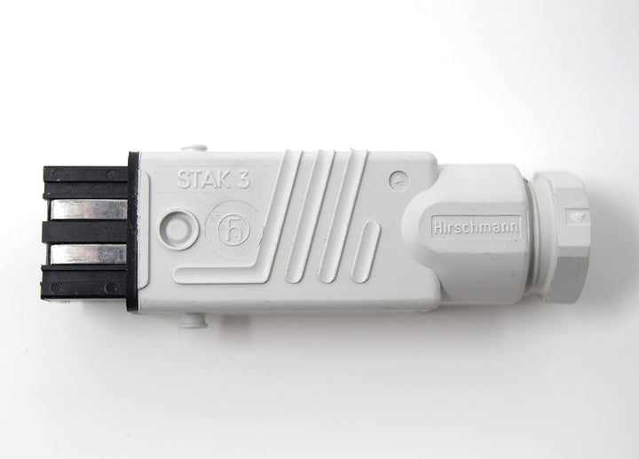Hirschmann-Kupplung Stecker-Set für Jalousien, Markisen, Rollläden. 230 V. STAS 3 + STAK 3