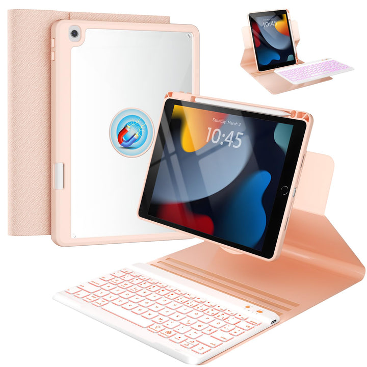 OYEEICE Hülle mit Tastatur für iPad 9/8 /7 Generation 10,2 Zoll, Vergrösserte Anti-Falloff Tastenkap
