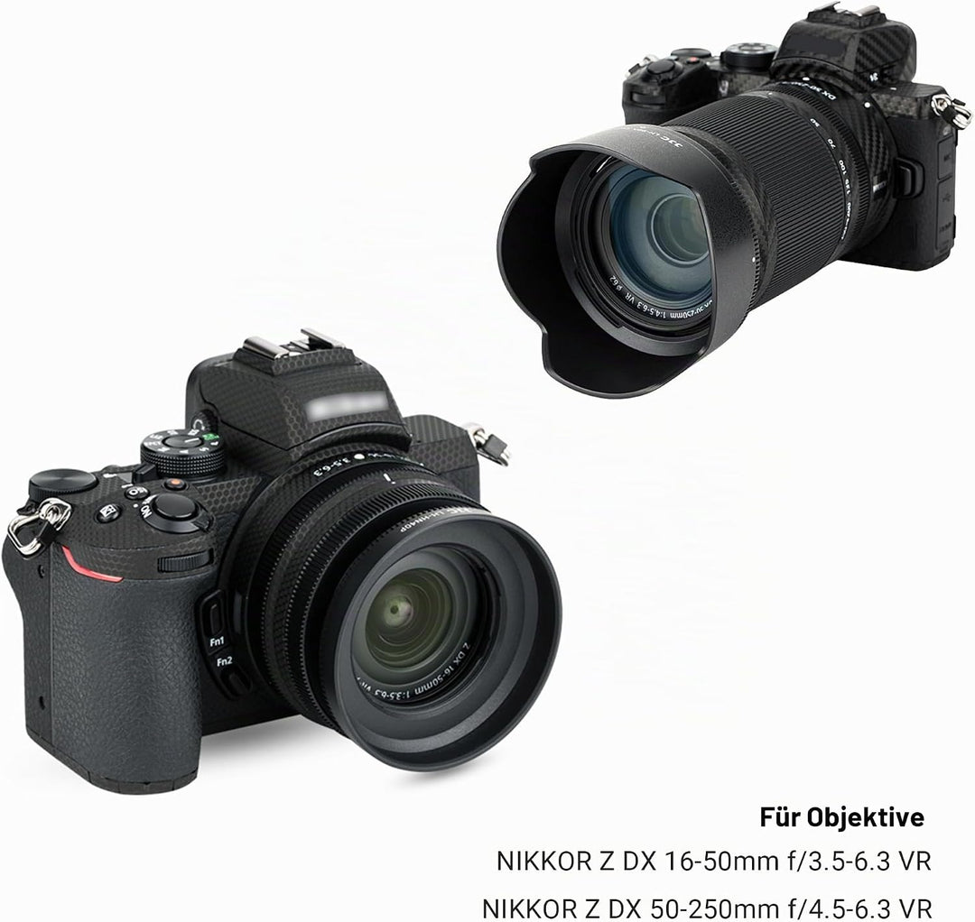 JJC Gegenlichtblende-Set für Canon RF-S 55-210 mm F5-7.1 IS STM Objektiv &amp; Canon EF-M 15-45 mm f/3.5