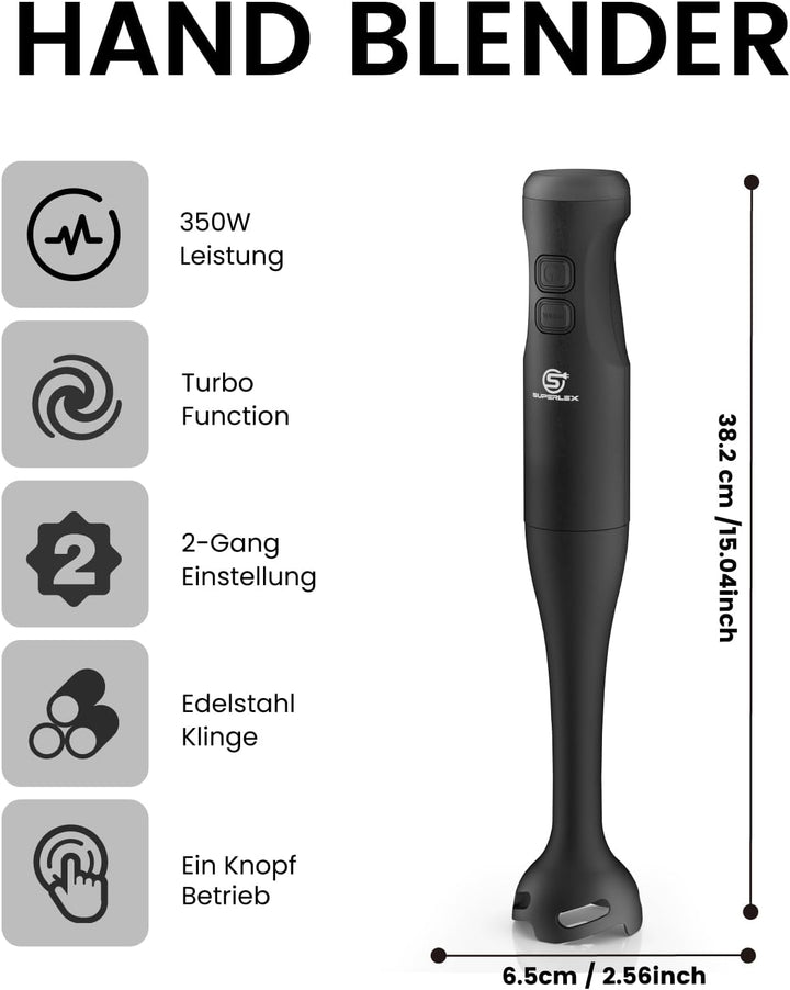 Stabmixer 4 in 1 Pürierstab Hand Blender Mixer Set Elektrische Zwei Geschwindigkeitsstufen Mit Mixst