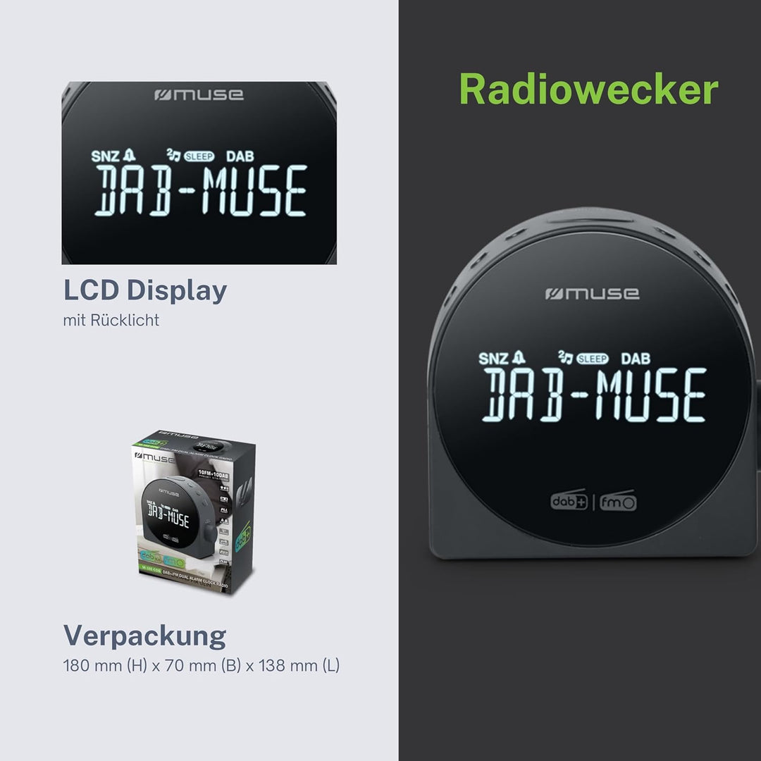 MUSE M-185CDB schwarz Uhrenradio DAB+ DUAL-Alarm Radiowecker digital