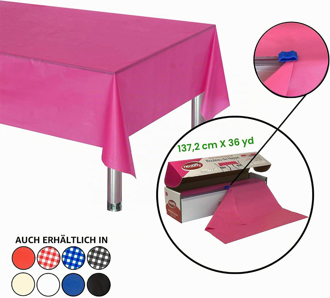 Neatiffy 137 cm x 30 m Einweg-Tischdecke aus Kunststoff, Party-/Bankett-Tischdecke, Tischdecken für
