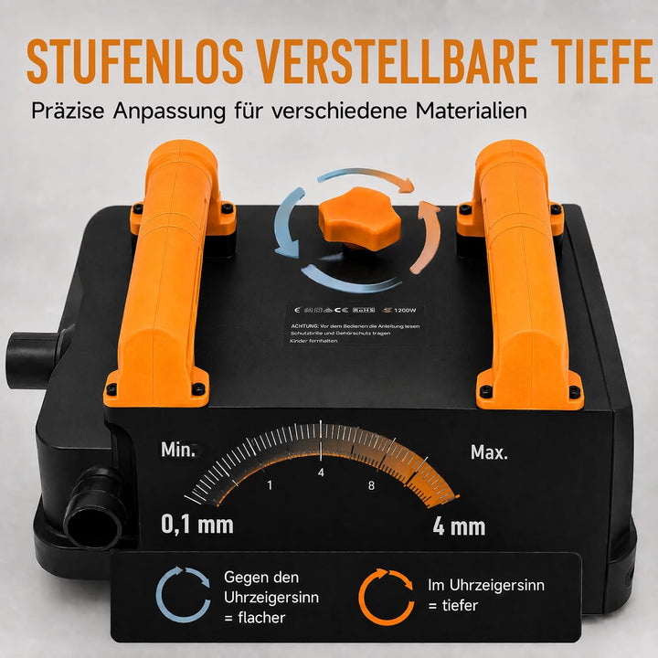 Tapetenentferner Maschine Elektrisch, 1200W Mauerfräse mit Absaugung, 26 Klingen, 4000U/min 1-4mm Ho
