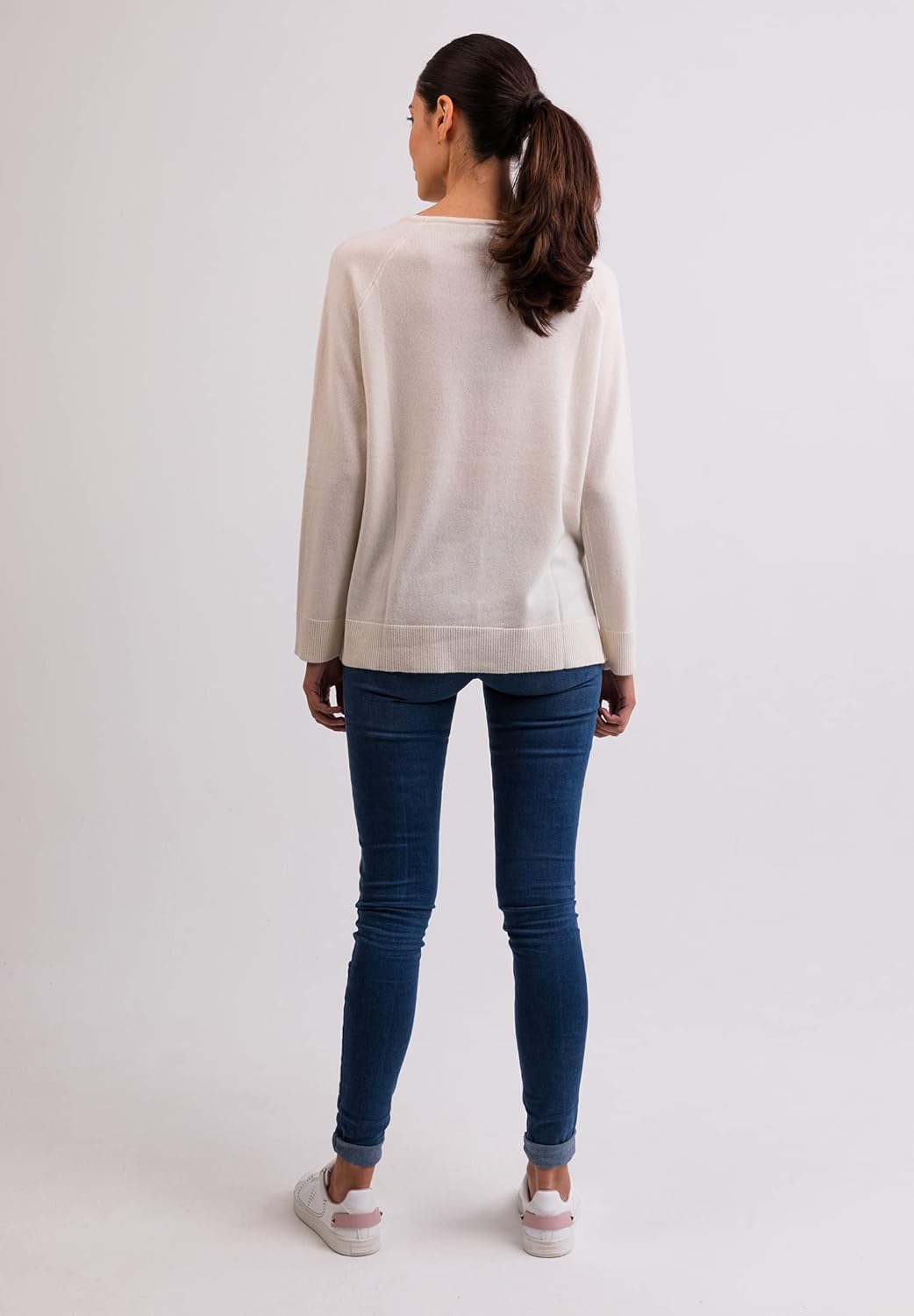 100% Kaschmir Damen Pullover mit geradem Schnitt und Seitenschlitz | Sweater Rundhalsausschnitt 2-fä