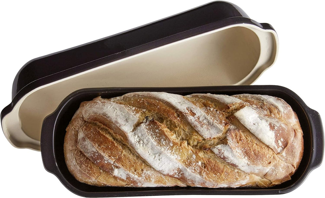 Emile Henry EH349503 Bauernbrot-Backform, Keramik, 39,5 x 16,5 x 15 cm., Keramik, Kohle, 39,5 x 16,5