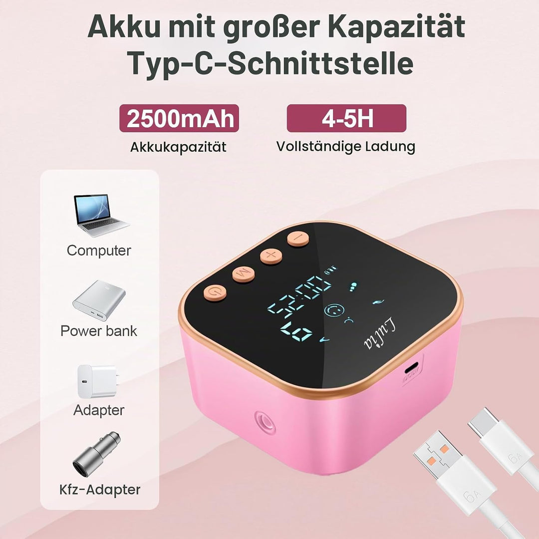Elektrische Doppelmilchpumpe,4 Modi und 9 Stufen,Flansche in 2 Grössen,Mechanische Tasten, mit Milch