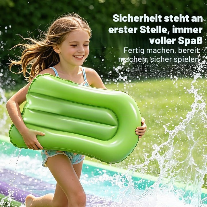 610cm Wasserrutsche Garten für Kinder, Wasserrutschmatte mit 2 Bodyboards, Doppelrutsche mit Eingeba