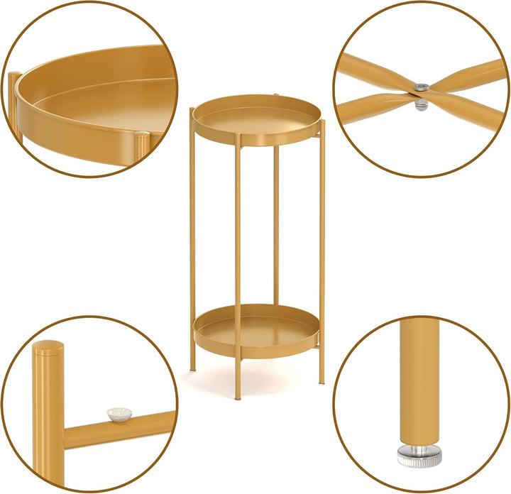 Ovicar Pflanzenständer für drinnen und draussen, Metall, Blumentopfhalter, Tisch, 2 Etagen, hoch, ro