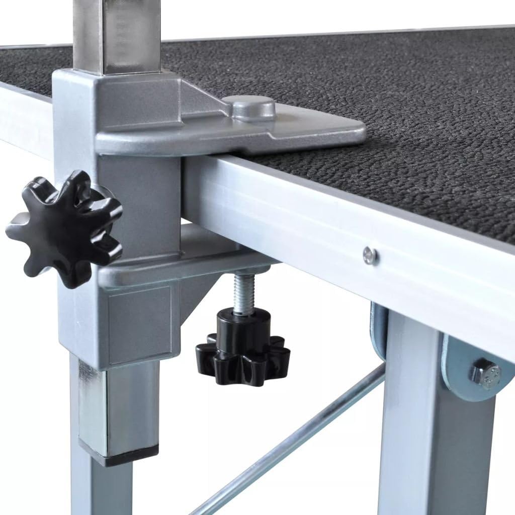 yorten Trimmtisch Schertisch Klappbar mit 1 Galgen Höhenverstellbar Schwarz 97 x 61 x 154,5 cm (L x