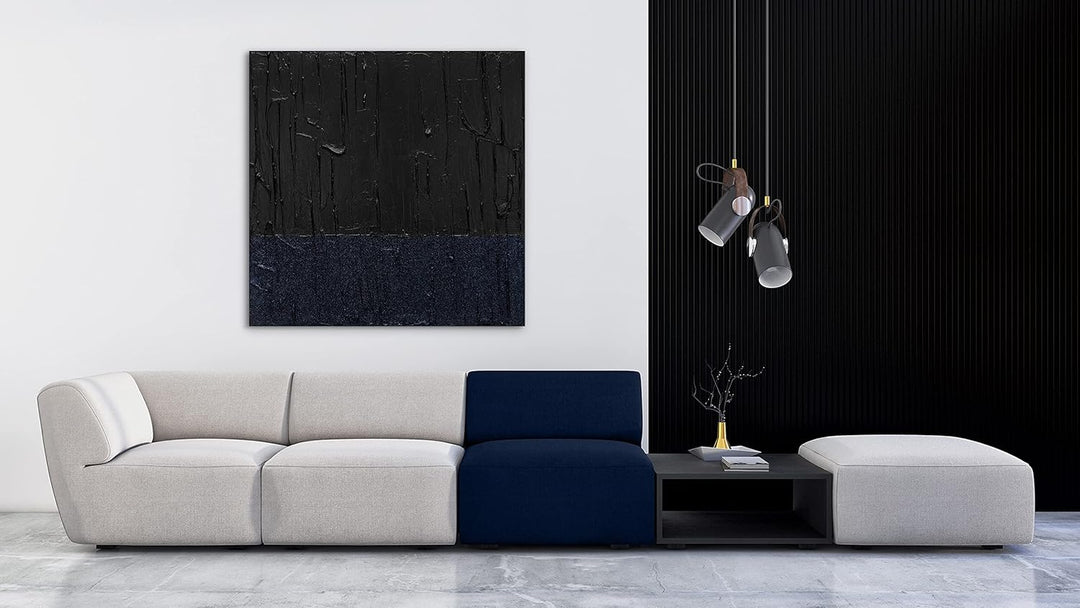 YS-Art Abstrakt Acryl Gemälde auf Leinwand Dunkles Samt handgemalt Wandbilder Wohnzimmer modern Wohn