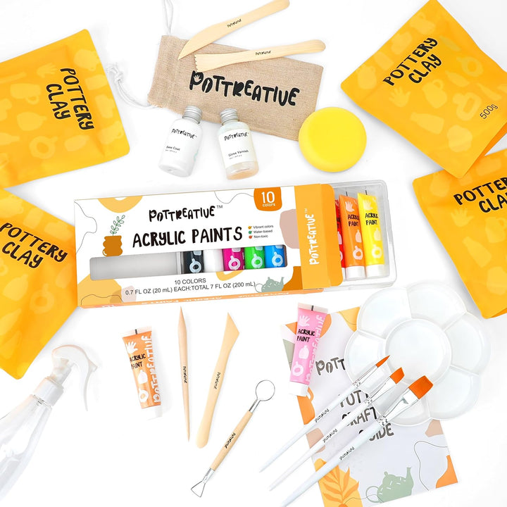 Lufttrocknendes Ton Töpferkit für Anfänger DIY TonTöpferei Starter-Kit enthält lufttrocknenden Ton,