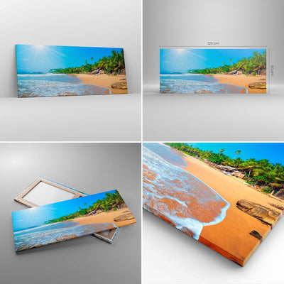 Wandbilder Dekoration Wohnzimmer Insel Landschaft Maledivie Freiheit Bilder auf Leinwand 120x50cm Le