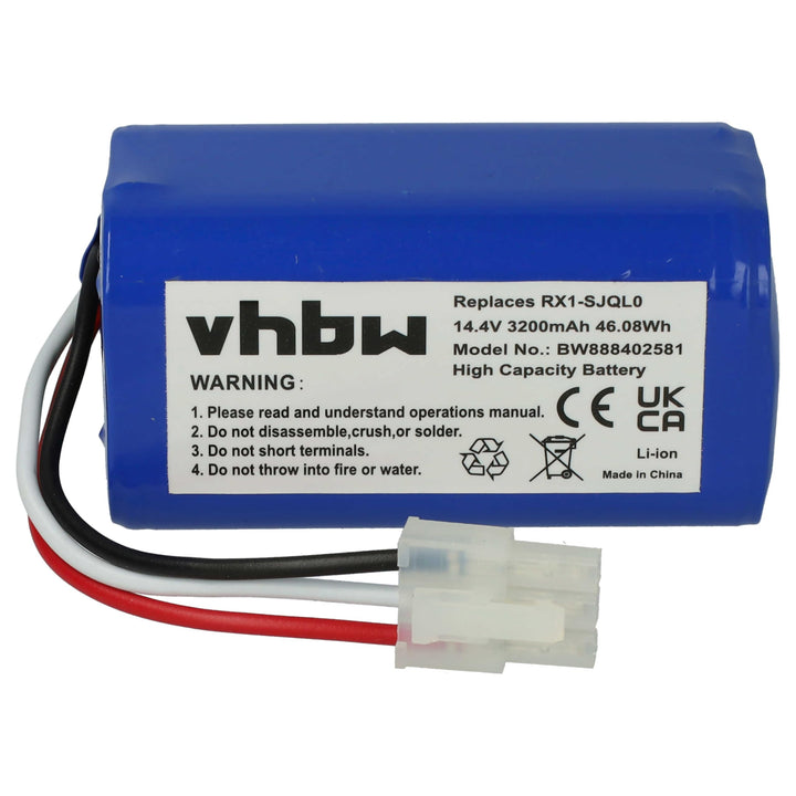 vhbw Akku kompatibel mit Yujin Robot iClebo Smart YCR-M05-10, YCR-M04-1 Saugroboter (3200 mAh, 14,4