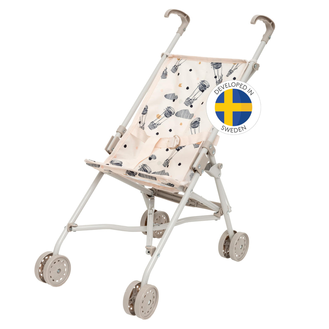 Skrållan Puppenbuggy ab 3 Jahre - 53cm grosser Klappbuggy mit Sicherheitsgurt und waschbarem Bezug -