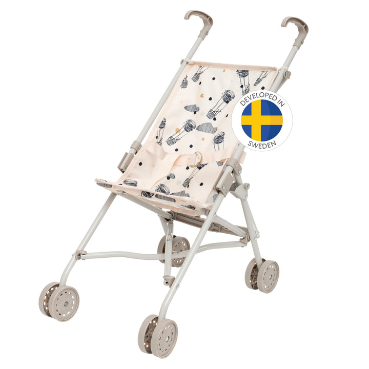 Skrållan Puppenbuggy ab 3 Jahre - 53cm grosser Klappbuggy mit Sicherheitsgurt und waschbarem Bezug -