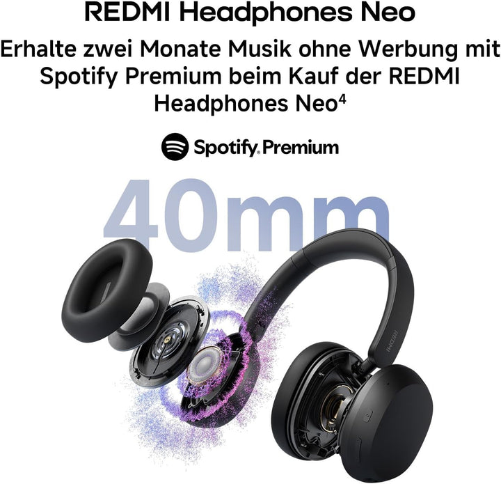 XIAOMI Redmi Headphones Neo Bluetooth Over-Ear-Kopfhörer, 42 dB Adaptive Aktive Geräuschunterdrückun