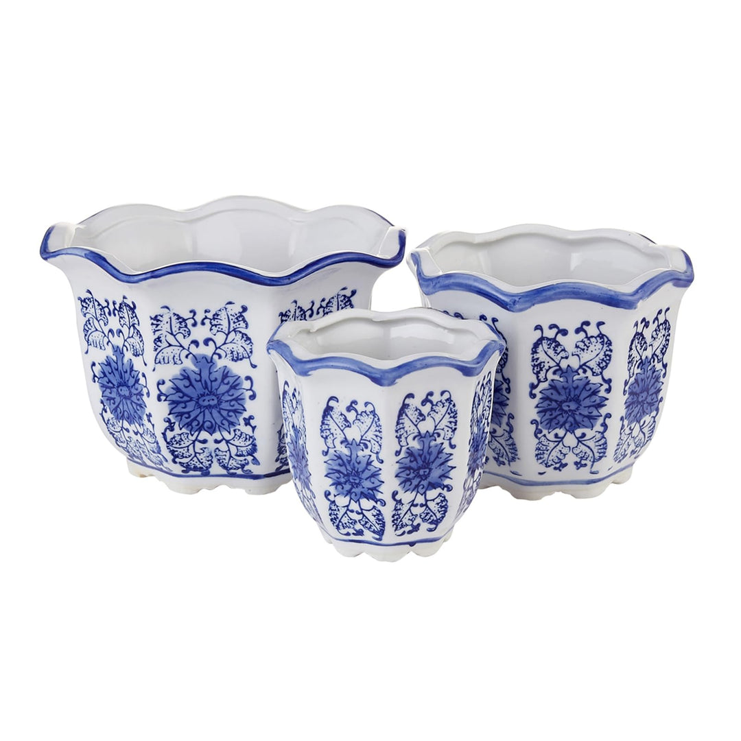 HakkaGirl Blumentöpfe aus Porzellan in Blau und Weiss, 3er-Set, Blau