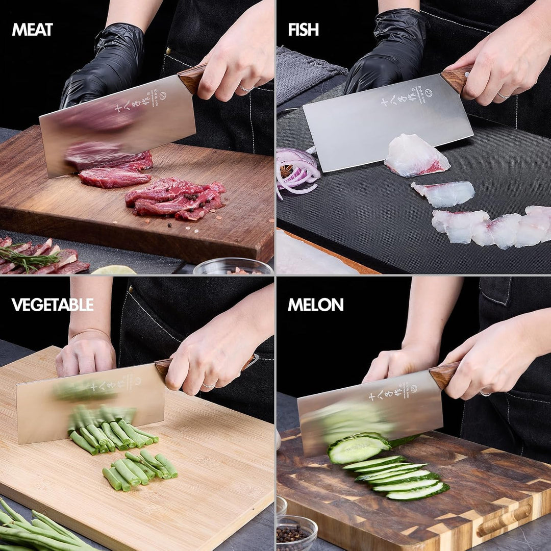 SHI BA ZI ZUO Küchenmesser,Professionelles Kochmesser Edelstahl Fleischbeil Messer Ultra-scharfe Kli