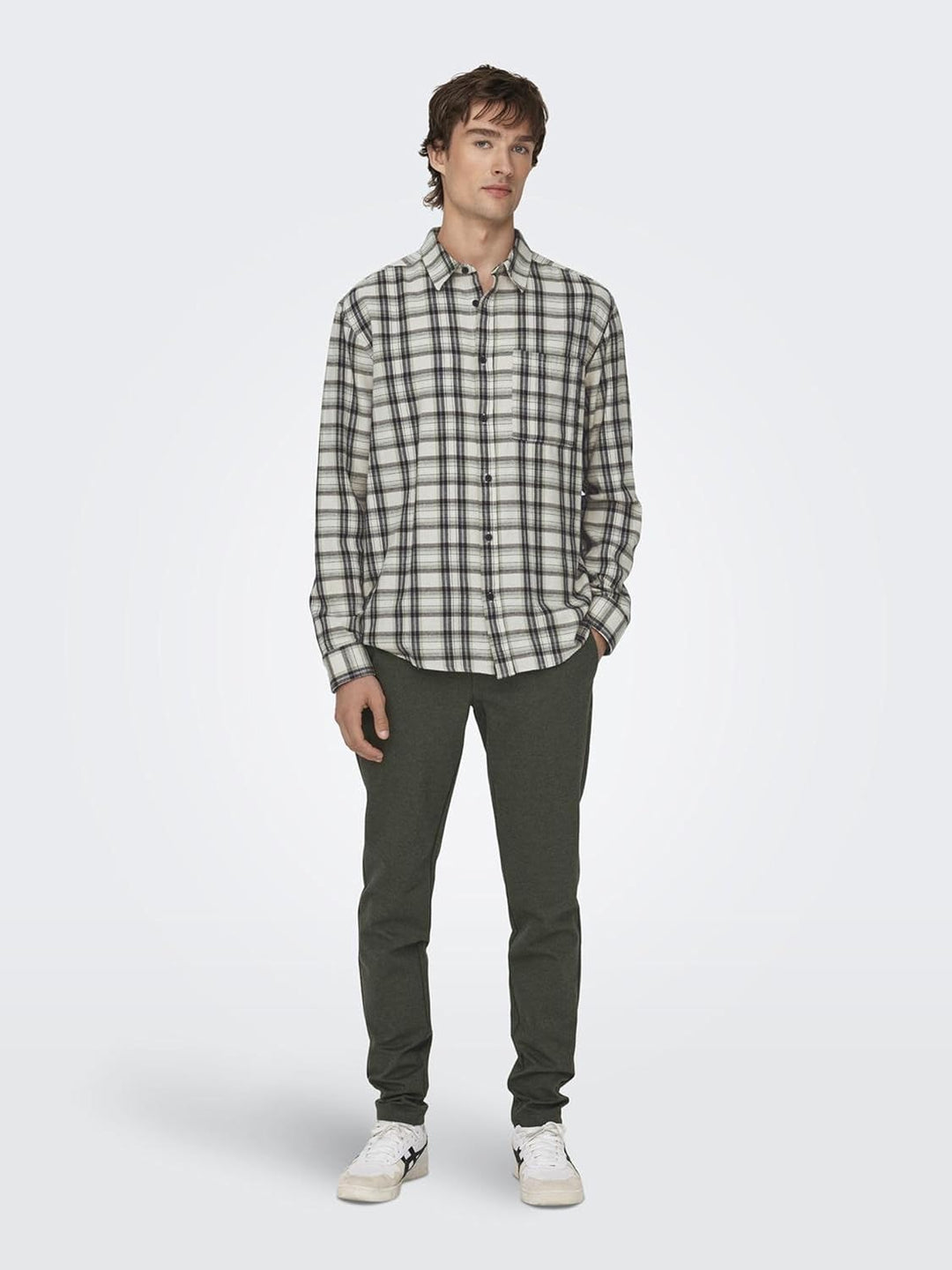 ONLY & SONS Herren Chino Hose ONSMARK 2911 - Slim Fit - Schwarz W28-W38 Stretch 30W / 34L Olive Nigh