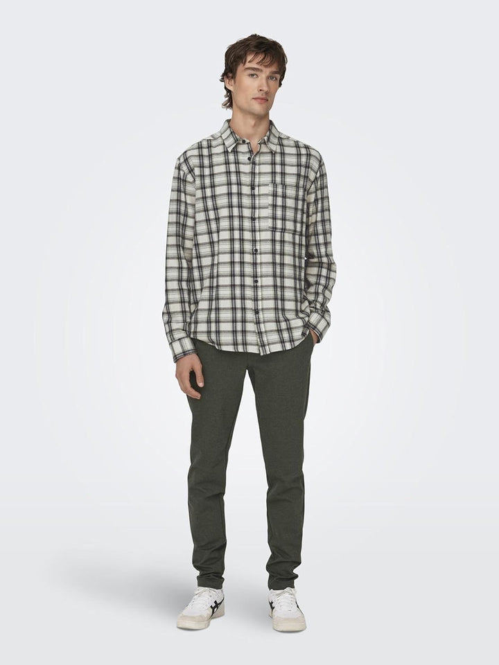 ONLY & SONS Herren Chino Hose ONSMARK 2911 - Slim Fit - Schwarz W28-W38 Stretch 30W / 34L Olive Nigh