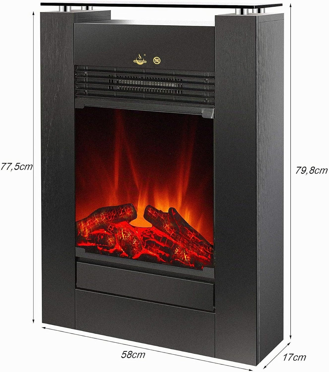 Elektrokamin Tessin von El Fuego® Farbe Schwarz Kaminofen Dekokamin AY 627