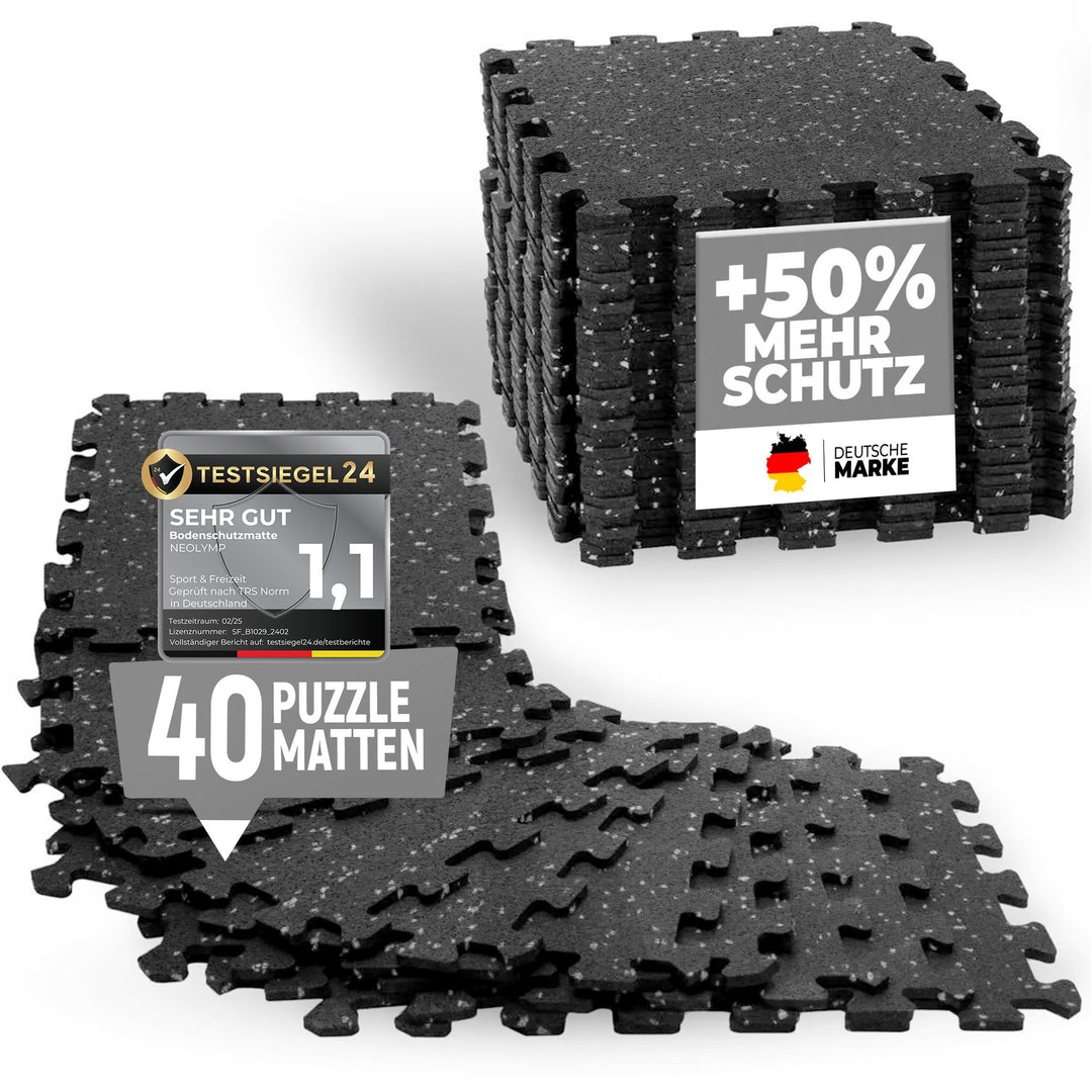 NEOLYMP Bodenschutzmatte Fitness 1 x 8 Matten, extra dicke und robuste Gummimatte Fitnessboden - Puz