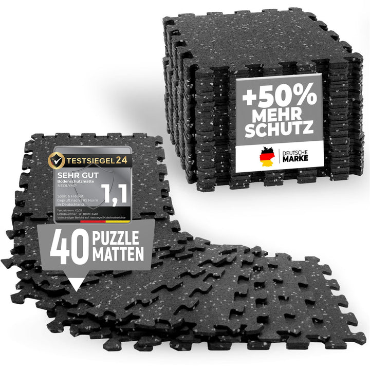 NEOLYMP Bodenschutzmatte Fitness 1 x 8 Matten, extra dicke und robuste Gummimatte Fitnessboden - Puz
