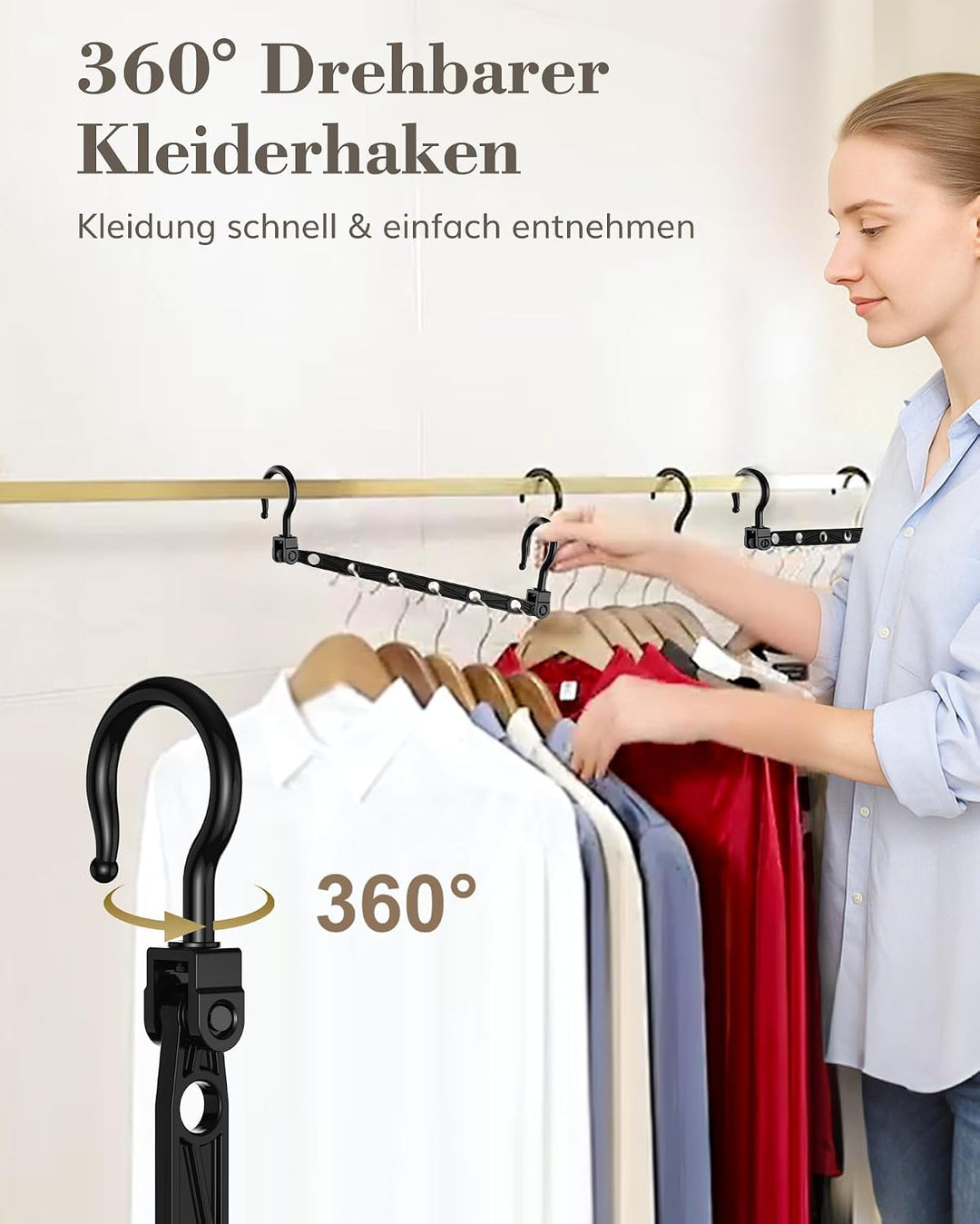 Latoxcaa platzsparende Kleiderbügel, 16 Stück Magic Hangers mit 6 Löchern & 360° Drehhaken, Stabile