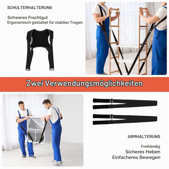 Tragegurte Umzug Kit Tragegurt für 2 Personen mit Schwamm-Weste, 800kg Hebegurt Umzugshelfer, Multif