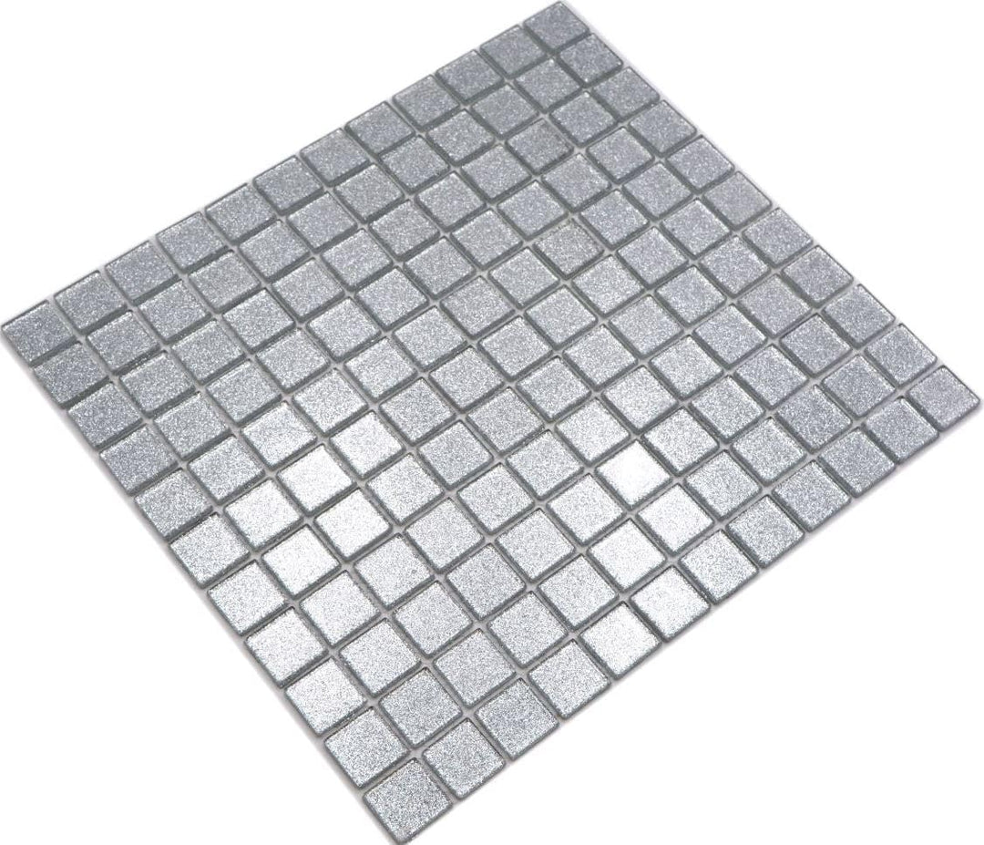 Mosaik Quadrat Crystal uni silber gehämmert Glasmosaik Transluzent Transparent 3D Fliesenspiegel, Mo