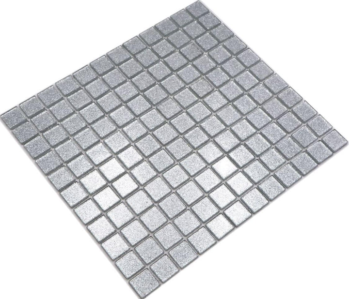 Mosaik Quadrat Crystal uni silber gehämmert Glasmosaik Transluzent Transparent 3D Fliesenspiegel, Mo