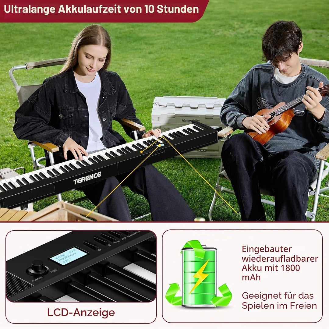 E Piano 88 Tasten: TERENCE Keyboard Piano 10W-Lautsprecher Faltbares E Piano 88 Tasten-Halbgewichtet