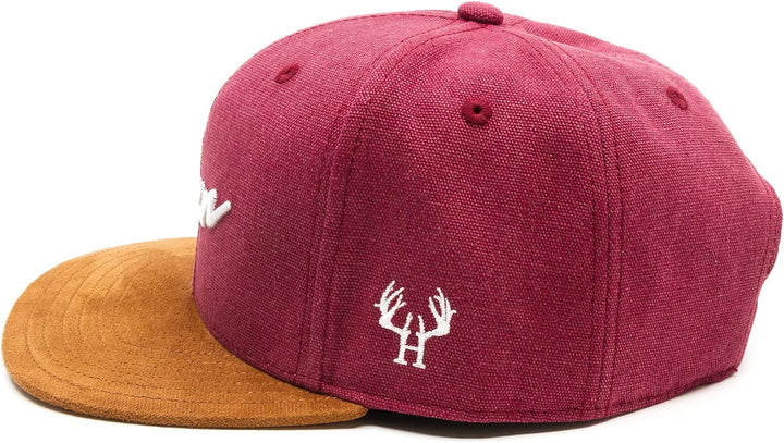 Du Hirsch Bayerisches Snapback Cap Erwachsene Bixn Weinrot Canvas One Size