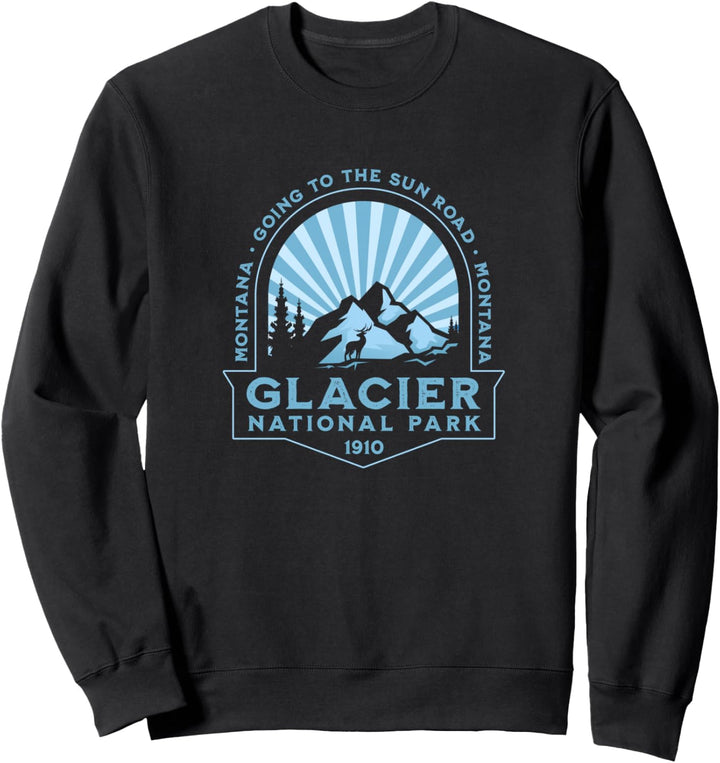 Vintage Glacier National Park Auf der Sonnenstrasse Sunburst Sweatshirt
