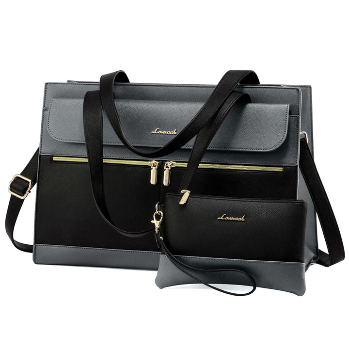 LOVEVOOK Laptop Handtasche Damen Gross, 15,6 Zoll Laptoptasche Elegant Shopper Tasche Damen, PU Lede