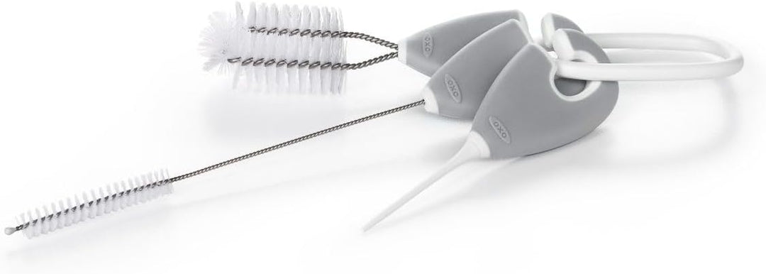 OXO Tot Reinigungsset für Flaschen und Tassen, Grau Reinigungs- und Trocknungsset Grau, Reinigungs-