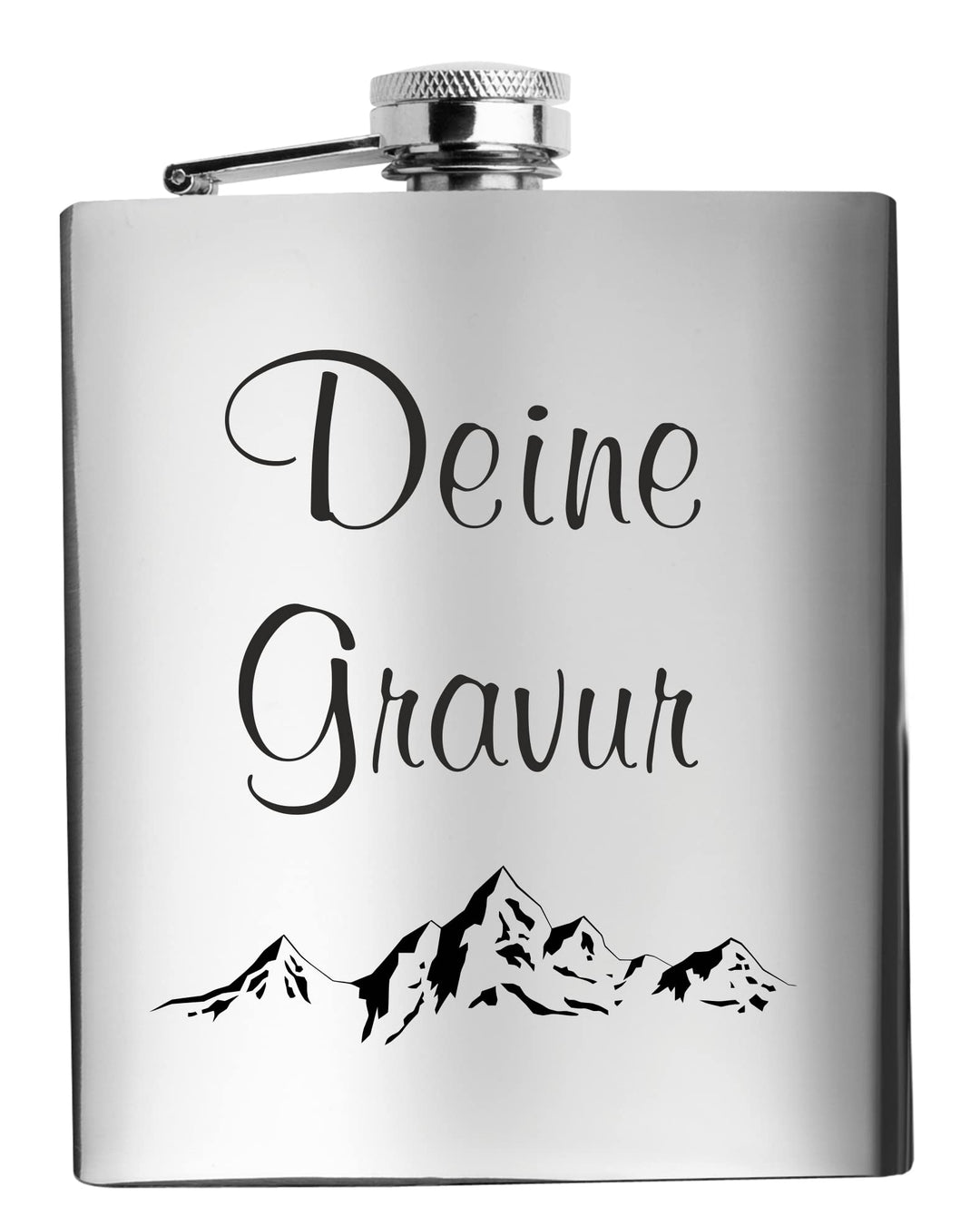 Edelstahl Flachmann 200 ml silber inkl. individuelle Gravur in Schwarz - personalisiertes Geschenk f