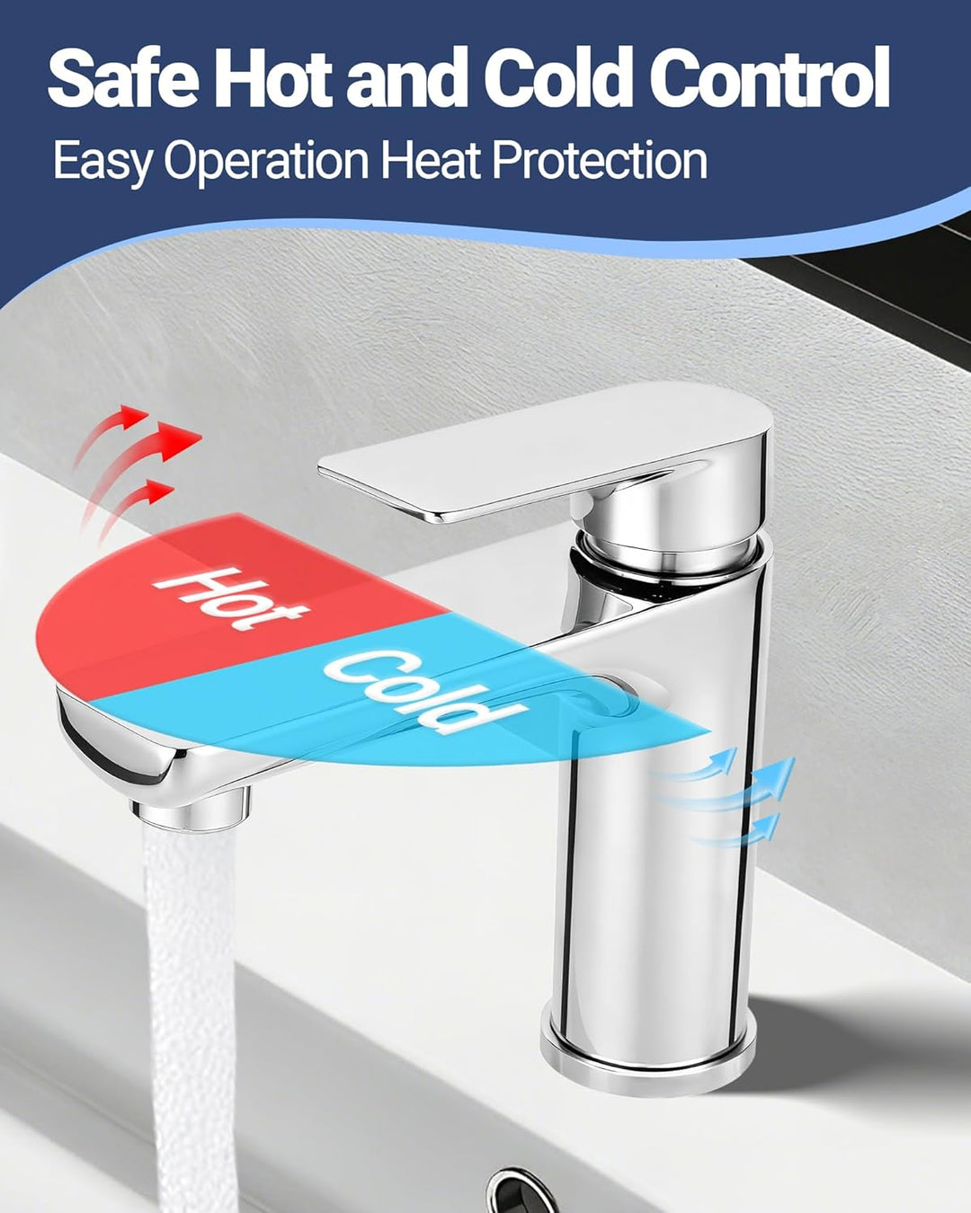 Wasserhahn Bad Edelstahl - Einhebelmischer Waschbecken - Bad Wasserhahn mit 60 mm Anschlussschlauch,