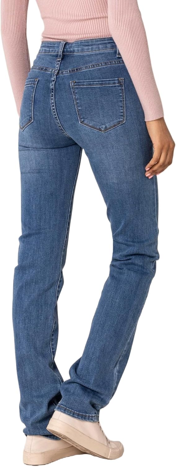 Nina Carter P209 Damen High Waist Tall Jeans Straight Leg Jeanshose mit geradem Beinschnitt Used-Loo