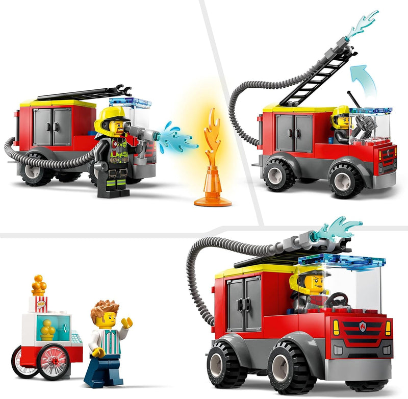 LEGO City Feuerwehr Feuerwehrstation und Löschauto, Lernspielzeug für Kinder ab 4 Jahren & City Feue