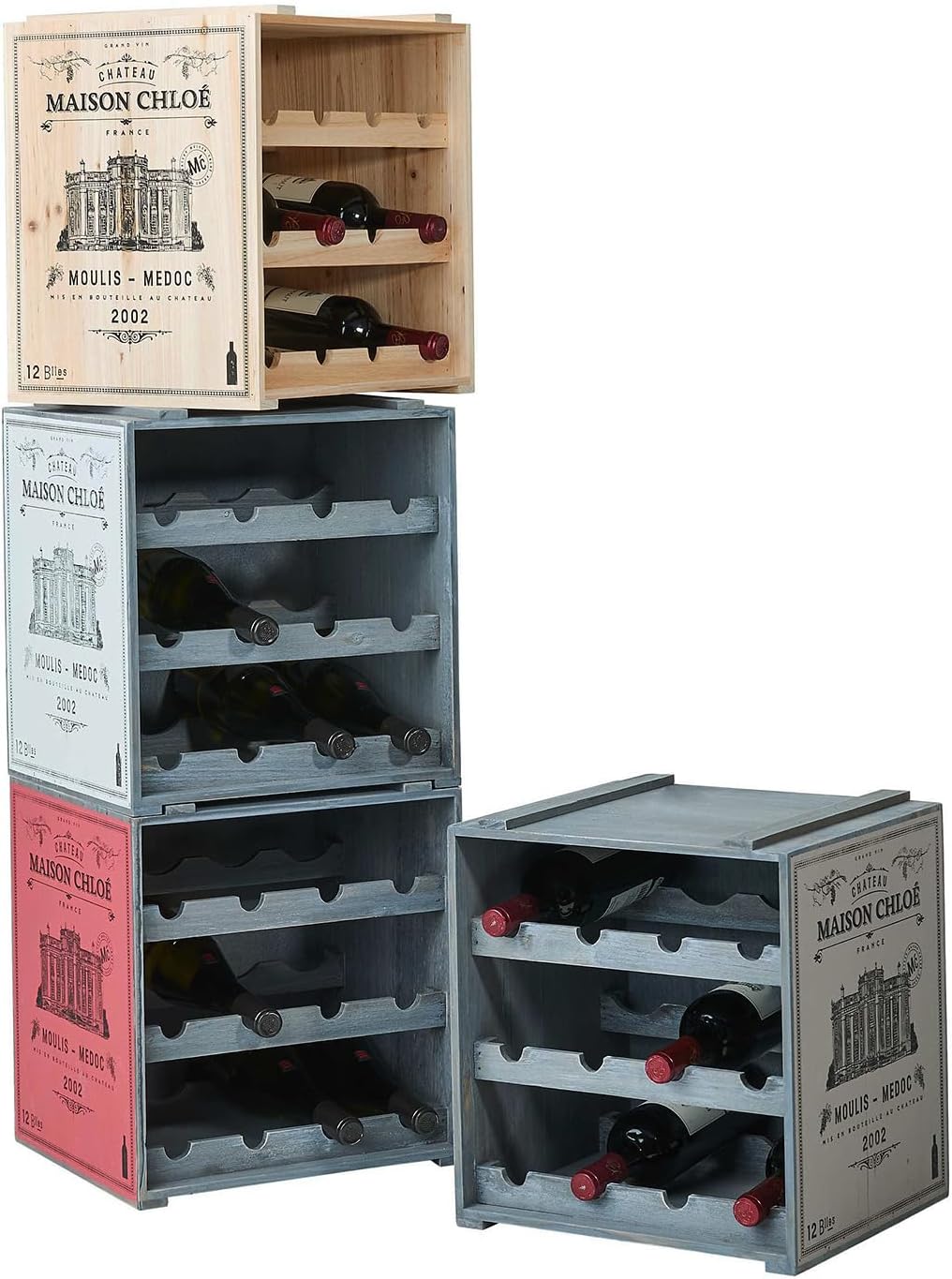 BUTLERS Vinothek Weinregal 36x32x39 in Taupe - Hochwertiges Flaschenregal aus Holz - Alternatives Ho