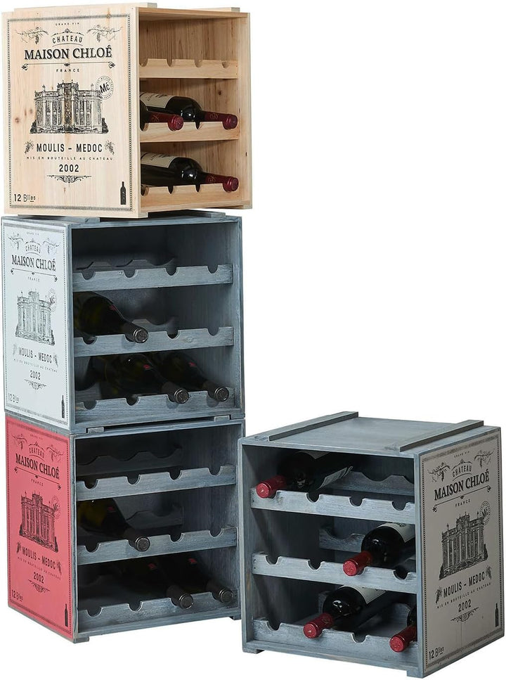 BUTLERS Vinothek Weinregal 36x32x39 in Taupe - Hochwertiges Flaschenregal aus Holz - Alternatives Ho