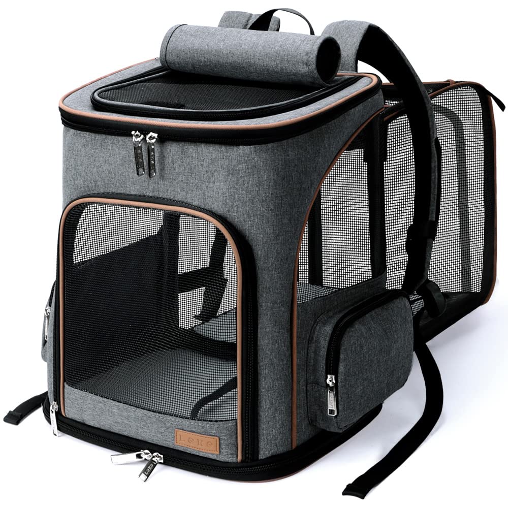 Lekesky Erweiterbar Katzen Rucksack Hunderucksack, Katzenrucksack Gross für für kleine Katzen und Hu