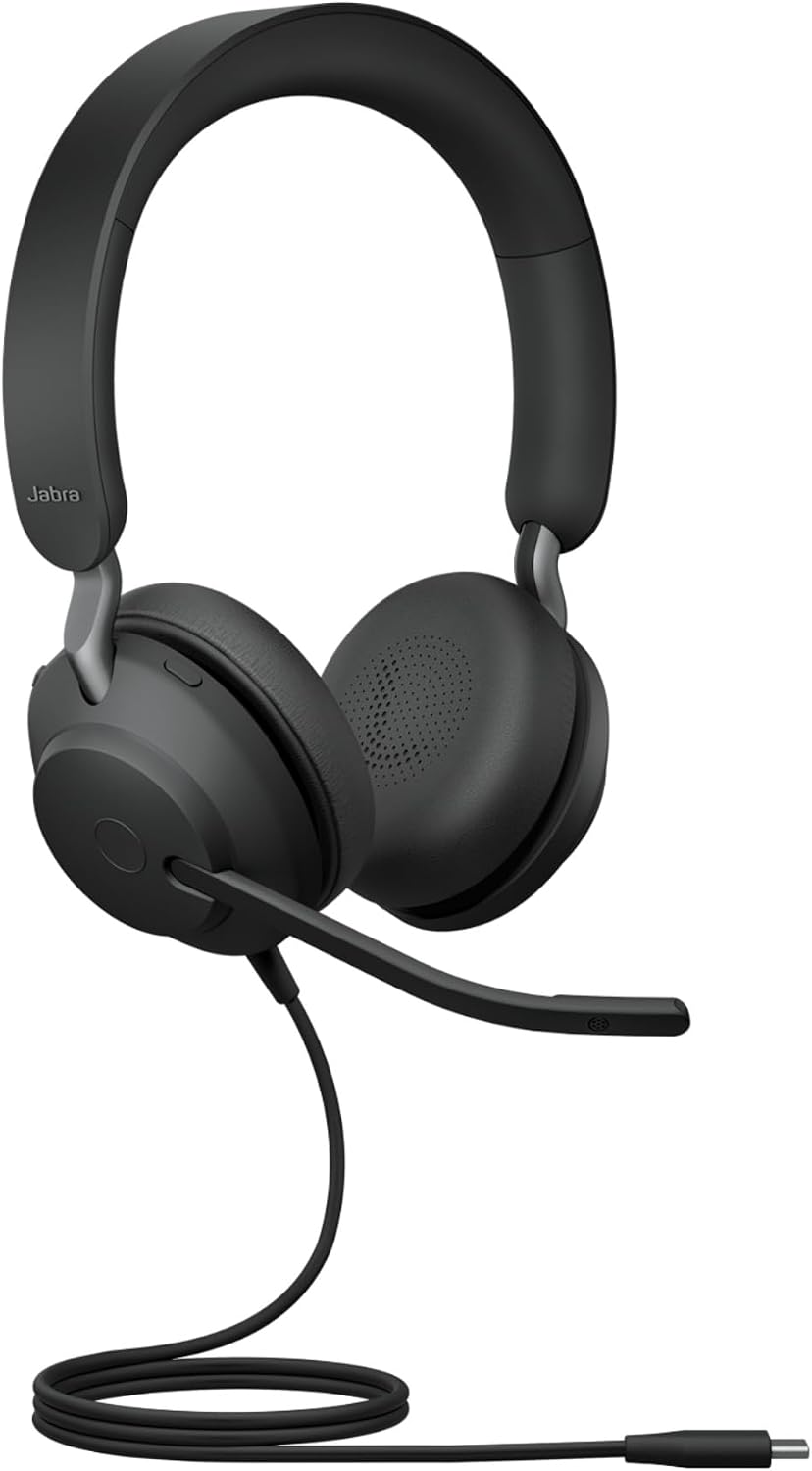 Jabra Evolve2 40 SE - Stereo-Headset mit verlängertem USB-C-Kabel, Geräuschunterdrückung und 3-Mikro