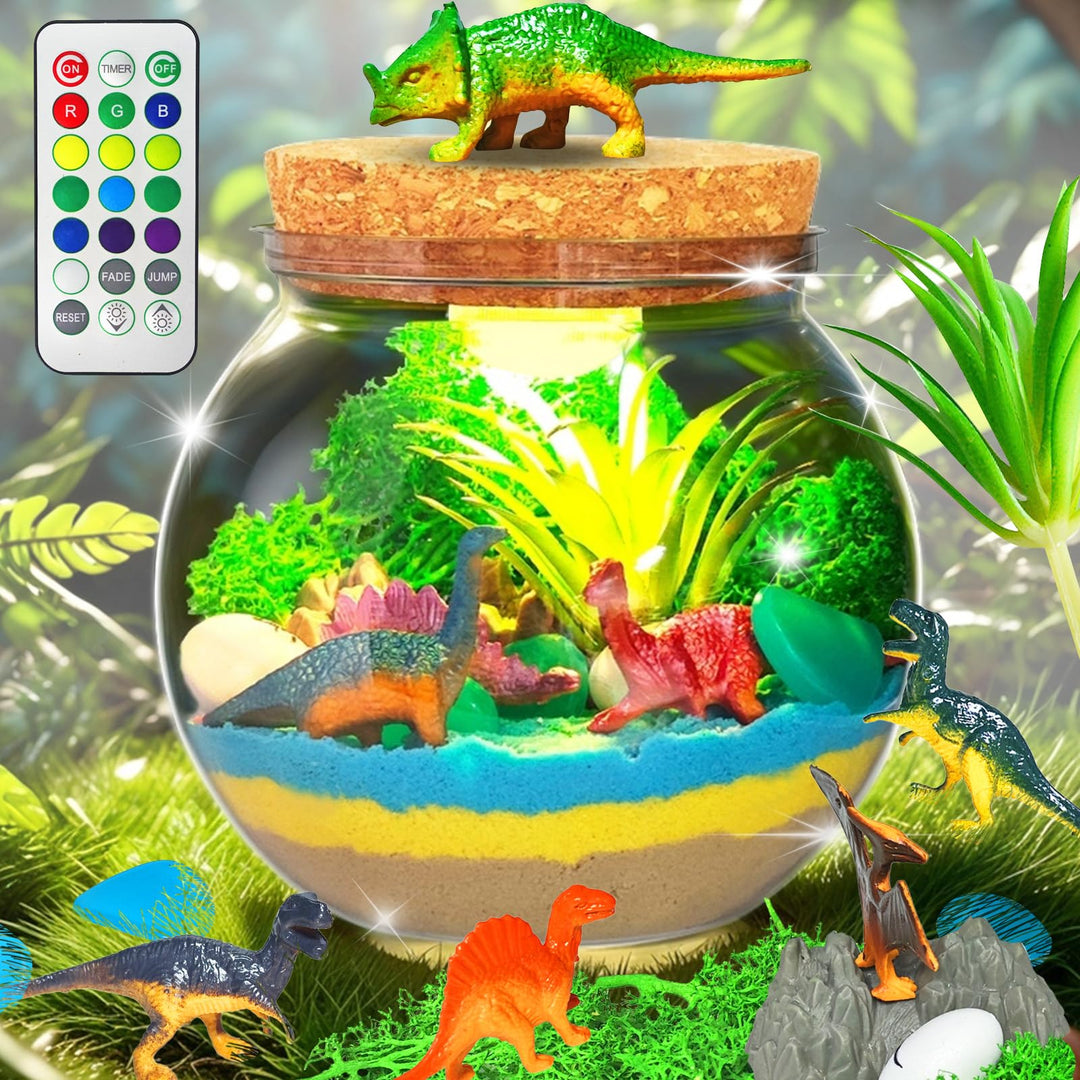 Dinosaurier Terrarium Set, Dinosaurier Spielzeug ab 4, 5, 6, 7, 8-12 Jahre, Basteln Sie Ihr Eigenes