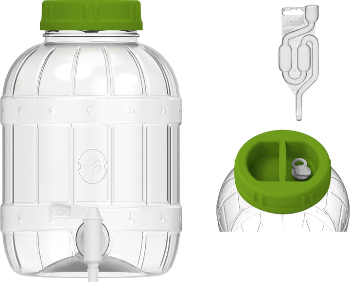 3L Gärballon Kunststoff (PET) Gäreimer Gärbehälter Weinballon + Gärröhrchen + Gummistopfen Gäraufsat