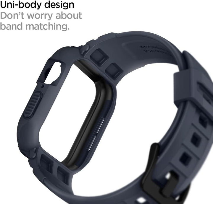 Spigen Rugged Armor Pro Hülle mit Band für Apple Watch 45/44mm | TPU-Unibody-Hülle mit Armband, Carb