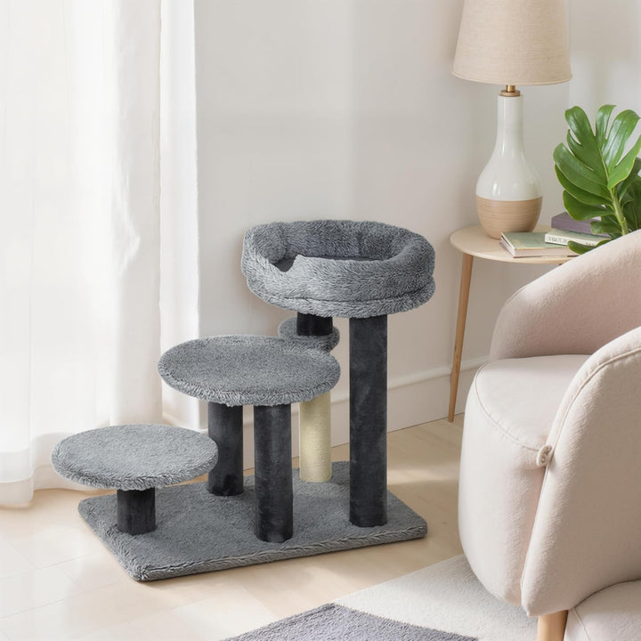 PawHut Katzentreppe 3-stufige Haustiertreppe mit Bett Ball Hundetreppe Tiertreppe für Katzen bis 5 k