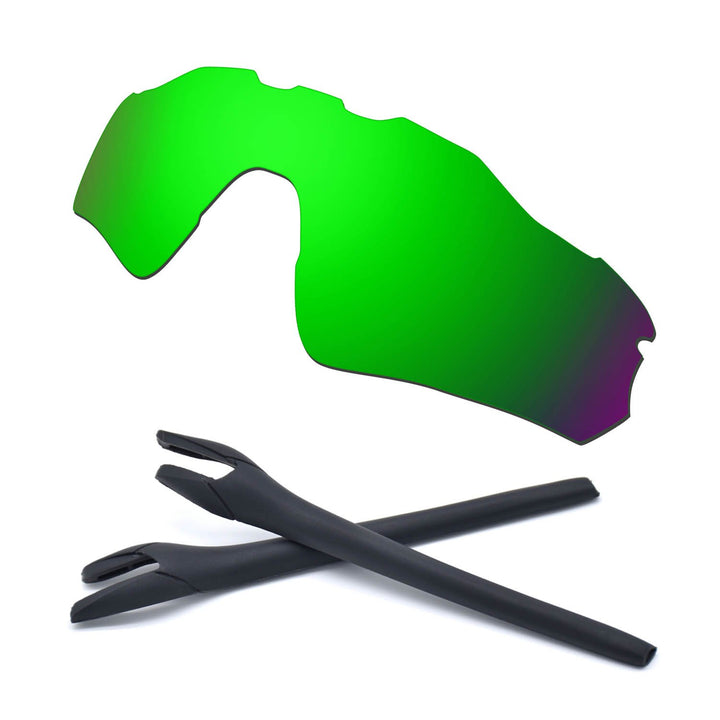 HKUCO For Oakleys Radar EV Path Green Polarized Replacement Lenses And Black Earsocks Rubber Kit