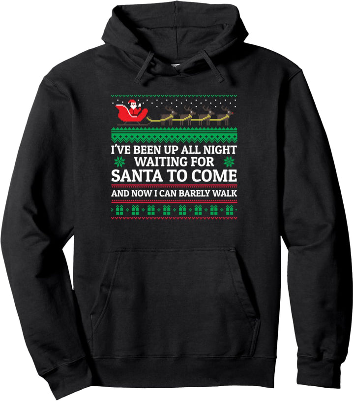Adult Rude Christmas Waiting For Santa Pullover Hoodie